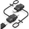 MoKo Adattatore USB C a Lightning, Non per Audio/OTG, Adattatore Maschio Lightning a Femmina USB C per iPhone 14/13/12/11/X, Supporta Ricarica e Sincronizzazione Dati, con Anello Anti-Perso, Nero