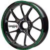 Longivia Set completo di adesivi per cerchi di moto e bici da auto, colore verde, kit completo per 2 ruote da 17, 16, 18, 19, verde