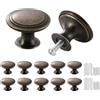Misuyue 10 pezzi pomelli per cassetti vintage - Bronzo antico, rotondo, pomelli per armadi in lega di alluminio da 30 mm