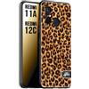 CUSTOMIZZA - Custodia cover nera morbida in tpu compatibile per Xiaomi Redmi 11A - 12C leopardato maculato donna marrone leopard brown