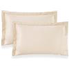 Zucchi Set 2 Federe Cuscini Raso Di Cotone Letto Matrimoniale, cm 50x80, 3 Volani (Beige)