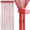 XUZWECP Tenda filettata Pannellatura per porta Finestra Partizione domestica Patio Arredamento camera da letto Tenda con nappa, Decorazione con nappa argento Matrimonio Caffetteria Ristorante, Rosso