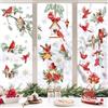 decalmile Vetrofanie Natale per Finestre Uccelli Cardinali Rosso Adesivi per Finestra Uccelli sui Rami Fiori Natale Adesivi Vetro Negozi Rimovibile Finestra Festa Finestra Decorazione Natalizia
