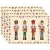 Bseical 4 Pezzi Tovagliette Natalizie, 45x30 cm Sottopiatti Natalizi, Lino Tovagliette Lavabili, Antiscivolo Sottopiatti Natale, Sottopiatto Natalizio Per La Tavola E Decorazioni Natalizie (A, Quadrato)