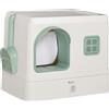 PawHut Lettiera per Gatti Coperta con Deodoranti, Vassoio e Paletta, in ABS e PP, 50x40x40 cm, Verde e Bianco