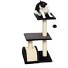 PawHut Albero per Gatti a 3 Livelli con Tappetino Tiragraffi ad Arco, in Legno, Peluche e Sisal, 40x35x72 cm, Grigio