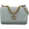 CHANEL Pre-Owned - Borsa a tracolla 19 in tweed con catena 2021-2023 - Donna - tessuto - Taglia unica - Blu