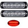 PICAA 2pz Ultra Thin 6LED Luci di Emergenza rosso Hazard Lampeggiante Luce Stroboscopica Luce Universale per 12-24V Car Truck Trailer Camper Moto Furgone