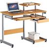 BAKAJI Scrivania con Cassetto Ripiano per Scanner Stampante Portatastiera e Mensola Estraibile Tavolo da Lavoro Porta Pc Computer in Metallo e Legno MDF Arredamento Casa Ufficio Cameretta
