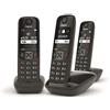 Gigaset AS690 Trio Telefono Cordless: 3 Portatili per Chiamate Interne ed Esterne in Parallelo, Vivavoce Alta Qualità, Tastiera Illuminata ed Ampio Display, Nero [Versione Italiana]