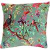 Paoletti Riva Paoletti Paradise Copricuscino Quadrato Blu Colorato Uccelli Tessuto Velluto Lavabile in Lavatrice - Ideato nel Regno Unito, Cotone Minerale, 50 x 50 cm