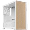 Itek case WOODY - Gaming Tower, ATX, 3x14cm White fan, 2xUSB3, Type-C, Wood Front, Temp Glass Side Panel, White Edition