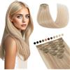Elailite Extension Capelli Veri Clip #16P22 Biondo Miele mix Oro Champagne, 20cm 45g 8 Fasce Singole 100% Remy Human Hair Naturali