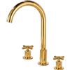 BiaoTeng Rubinetto A Tre Fori Per Lavandino Bagno Oro Rotazione 360° Ottone Miscelatore Lavabo Bagno Tre Fori Rubinetto Bagno Lavabo Tre Pezzi, C