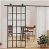 DJEKA Porta Scorrevole Vetro Porte Scorrevoli da Interno Porta Scorrevole in Vetro ESG e Alluminio 90x205 cm Nera