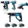 Makita ENSEMBLE DE 4 MACHINES MAKITA 18 V LI-ION 4 AH (DDF458 + DTD152 + DHR202 + DGA452) - DLX4054MX1