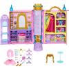 Mattel Disney Princess - Guardaroba da Favola, playset armadio apribile fino a 60cm con 2 abiti e 25 accessori, specchiera, camerino e passerella inclusi, giocattolo per bambini, 3+ anni, HXC20