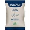 Caffè Borbone, kit ECOLOGICO tris bicchieri, palette, bustine zucchero, 50 tris