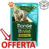 Monge Cat Bwild Grain Free Adult Bocconcini Merluzzo e Gamberetti - Bustina Da 85 Gr - CONFEZIONE RISPARMIO