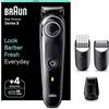 Braun Series 3 RASOIO ELETTRICO BARBA, Con lama barba Ultra Affilata, REGOLABARBA UOMO 40 Lunghezze, 80 Minuti Di Utilizzo Senza Fili, BT3440 Nero