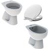 COPPIA SANITARI VASO BIDET E COPRIVASO UNIVERSALE RALLENTATO GEBERIT COLIBRI A TERRA