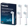 Beurer Set di Ricambio da 4 testine Sensitive compatibili con spazzolini da denti Beurer TB 30 / TB 50 e con tutti gli spazzolini rotanti disponibili in commercio