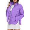 OROLAY Donna Giacca Puffer Leggera Classico Cappotto con Zip Piumino Invernale Trapuntato con Stand Collar Viola XL