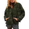 GeGekoko Giacca invernale leggera da donna Packbar, oversize, trapuntata corta, con chiusura lampo, impermeabile, verde, L