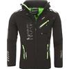 Geographical Norway Royaute Men - Giacca Cappuccio Softshell Impermeabile Uomo - Giacca Vento Tattica Da Esterno - Escursionismo Sci Autunno Inverno Primavera (Verde nero M)