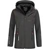 Geographical Norway Royaute Men - Giacca Cappuccio Softshell Impermeabile Uomo - Giacca Vento Tattica Da Esterno - Escursionismo Sci Autunno Inverno Primavera (Grigio scuro/Nero XL)