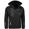 GEO NORWAY ROYAUTE MEN - Giacca Softshell Impermeabile Da Uomo - Cappuccio Giubbotto Traspirante Calda - Giacca Tattico Antivento Invernale - Ideale Attività All'aperto NERO / NERO - M