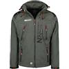 Geographical Norway TECHNO MEN - Giacca Softshell Zip Impermeabile Da Uomo - Cappuccio Traspirante - Giacca Tattico Antivento Calda Invernale - Ideale Per Le Attività All'aperto (XXL GRIGIO)