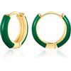 Mesovor Piccoli Orecchini a Cerchio d'oro per Donne, Orecchini Huggie Leggeri Placcati in oro 18K | Orecchini Ipoallergenici Smalti per Ragazze (Verde scuro)