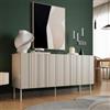 DEGHI Madia 150x75h cm cashmere cannettato alternato con 3 ante e piedi in metallo finitura opaca - Gladys