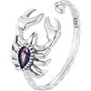 Qings Anello Regolabile da Donna Teschio Scorpion Ragno Croce in Argento Sterling 925 Anello Aperto Mano di Scheletro con Ziconia per Donna Uomo