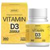 Agocap Vitamina D3 2000 ui, ALTO DOSAGGIO E ASSORBIMENTO. Supporta Ossa, Denti, Muscoli e Difese Immunitarie. Vitamina D, 360 Compresse (50 mcg) FORNITURA 1 ANNO. Vitamin D3, Colecalciferolo - Made in Italy