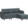 HOMCOM Divano Modulare Componibile con Pouf e Contenitori, Divano 3 Posti Angolare a L con Cuscini e Rivestimento in Flanella per Soggiorno, 213x156x88 cm, Grigio Scuro