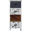 Rebecca Mobili Cassettiera Montata, Settimino Piccolo, 4 Cassetti, Legno, Stile Shabby, Bianco Grigio Marrone, per Camera da Letto Bagno - Misure: 74 x 28 x 28 cm (HxLxP) - Art. RE6495