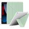 4UBonLife Custodia Origami per iPad 9a/8a/7a Generazione 10,2 Pollici 2021/2020/2019, Cover Protettiva Angoli di Visione Multipli, Cover Retro in TPU Morbida Traslucida con Portapenne, Verde Menta