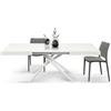 PAZZO DESIGN Tavolo Allungabile Giulia, Gambe Tubolari Menego Bianche, Tavolo Cucina, Tavolo Soggiorno, Made in Italy, 140 x 90 x 74 cm, Bianco Frassinato - id_2114