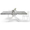 PAZZO DESIGN Tavolo Allungabile Desirè, Gambe Tubolari Menego Bianche, Tavolo Cucina, Tavolo Soggiorno, Made in Italy, 140 x 90 x 74 cm, Grigio Cemento - id_2111