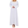 Generic Abito da preghiera musulmana per le donne taglie forti manica lunga girocollo casual islamico Medio Oriente Dubai Turchia Abaya Dubai caftano turco musulmano Hijab abito lungo lungo lungo, bianco, S