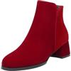 FGUUTYM Stivaletti da donna con tacco - Camoscio Chelsea Boots tacco a blocco, stivali da donna con chiusura lampo, stivali invernali, Colore: rosso, 35