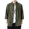 GladiolusA Camicia Giacca Uomo Cinese Tradizionale in Lino Tai Chi Kung Fu Shirts Taglie Forti Verde Scuro L