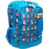 PRESTIGE & DELUXE Zaino Scuola Stumble Guys Azzurro Tondo 3 scomparti con badge - Tinta Unita Pool Over + 7 Penne cancellabili e portachiave Stumble Guys