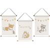 Herding babybest set di 3 quadri da parete Amici della foresta, ca. 20x30 cm, 100% cotone con 2 bastoncini di legno