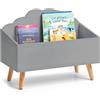 Avilia Baule per Giocattoli per Cameretta - Contenitore Porta Giochi per Salotto, con Design Nuvola in Legno, 58x45x28cm, Grigio