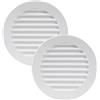 Vent Systems 100 mm - Confezione da 2 - Copertura bianca per presa d'aria - feritoie rotonde di aspirazione o di scarico con rete a schermo - Ventilazione HVAC per bagno