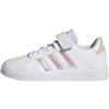 adidas Grand Court Lifestyle Court Elastic Lace And Top Strap Shoes, Sneaker Unisex - Bambini e ragazzi, Ftwr White Iridescent Ftwr White, 35 EU