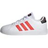 adidas Grand Court Lifestyle Tennis Lace-up Shoes, Sneaker Unisex - Bambini e Ragazzi, Cloud White/Bright Red/Core Black, 38 EU